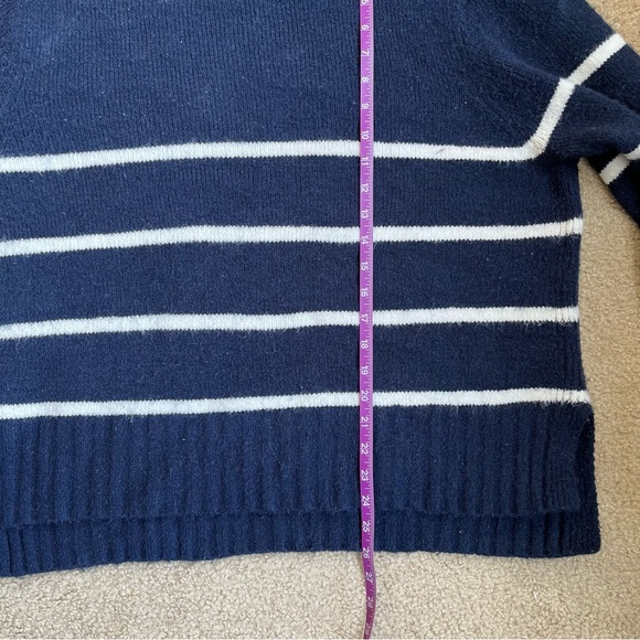 Dip Blue and White Striped Mock Neck Crop Cozy Sweater - Picture 5 of 10